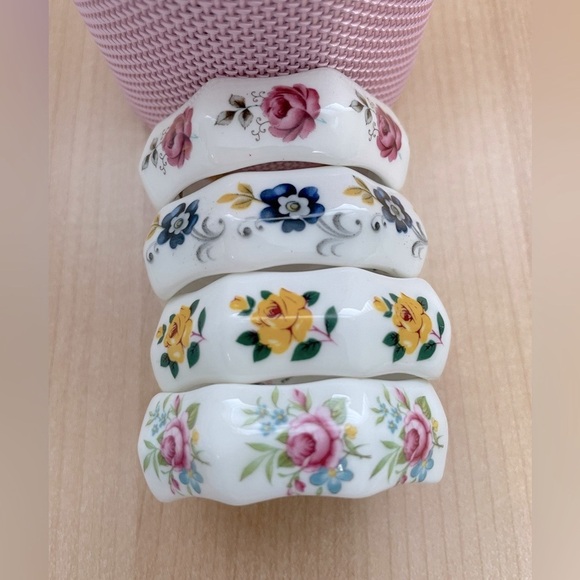 SANDFORD Vintage Bone China Napkin Rings - Floral - Picture 5 of 10